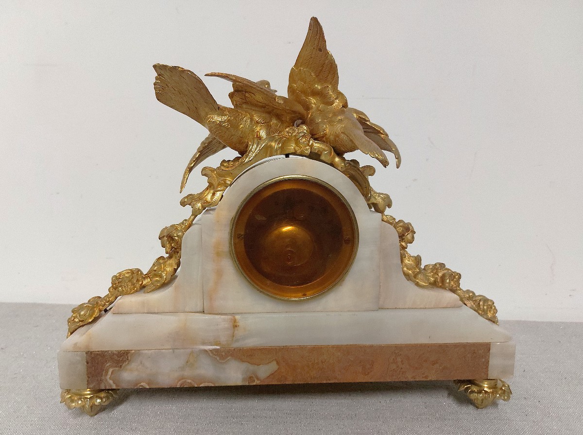 Gilt Bronze And Onyx Dove Clock-photo-4