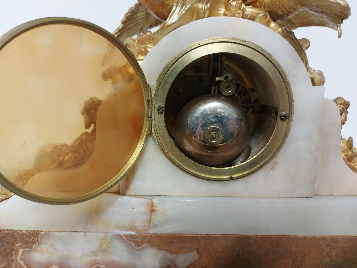 Gilt Bronze And Onyx Dove Clock-photo-5