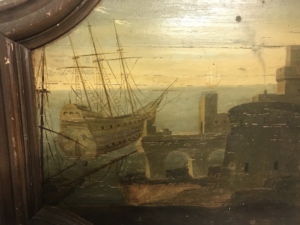 Grande marine peinture de boiserie 18ème siècle-photo-3