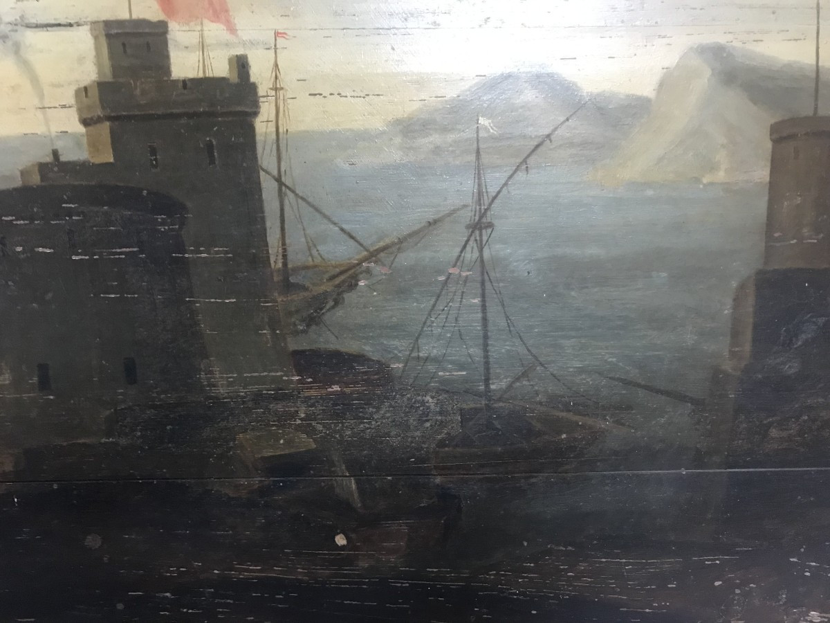 Grande marine peinture de boiserie 18ème siècle-photo-2