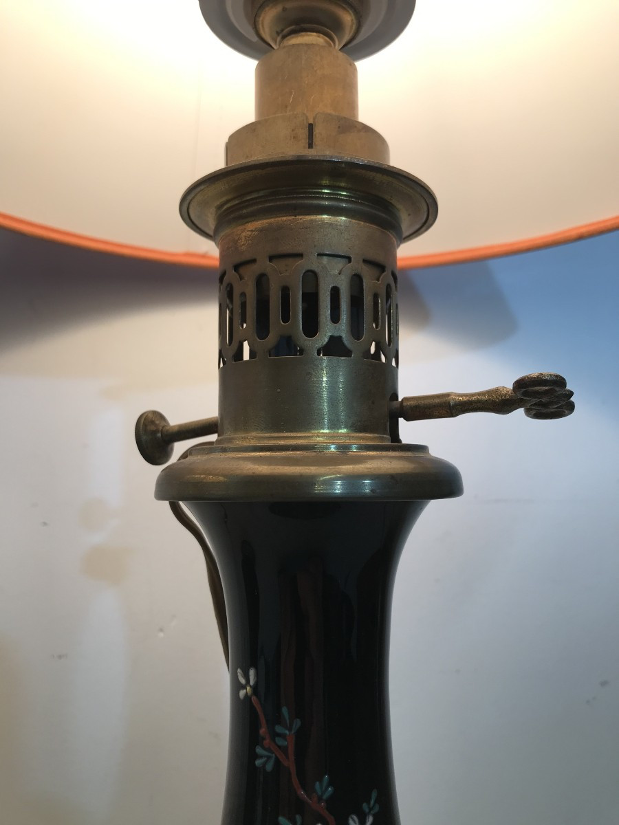 Pair Of Enameled Oil Lamps-photo-3