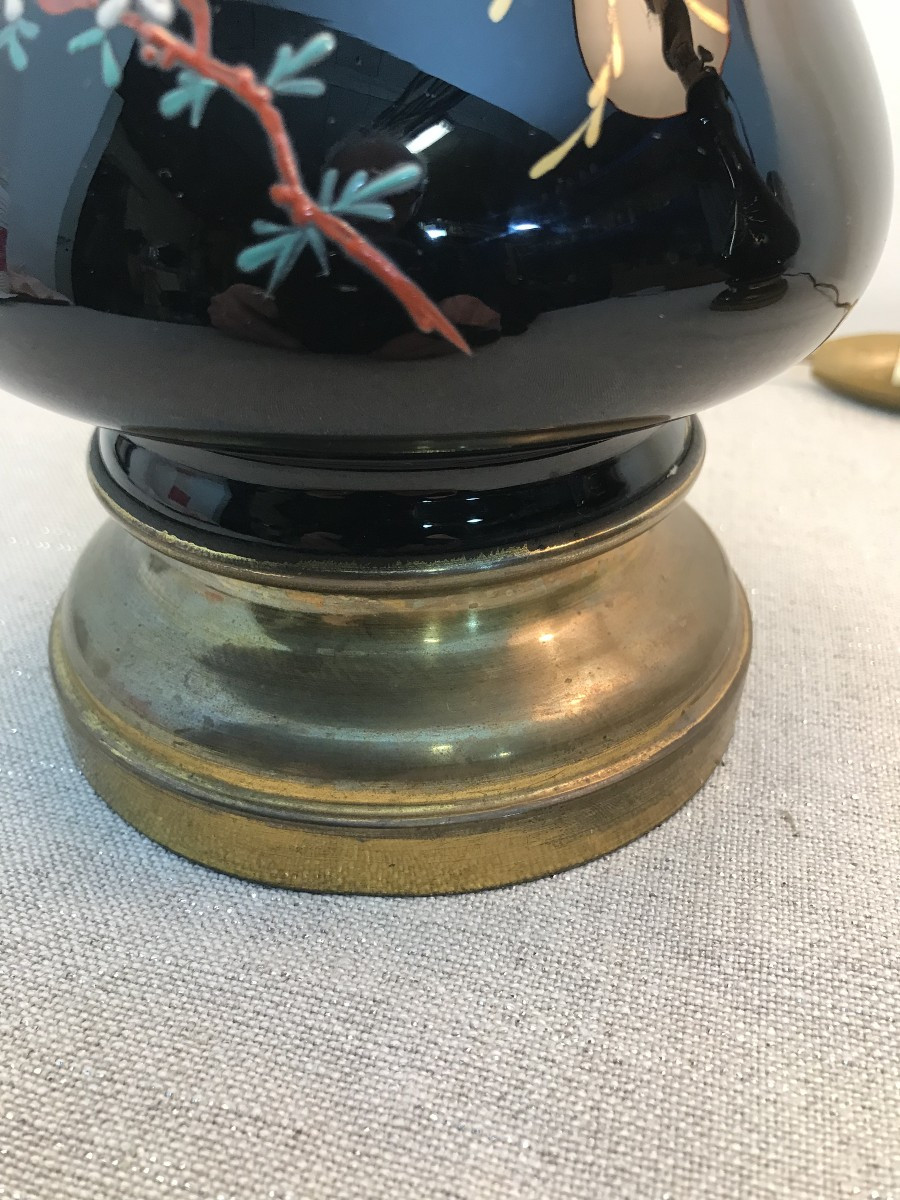 Pair Of Enameled Oil Lamps-photo-5