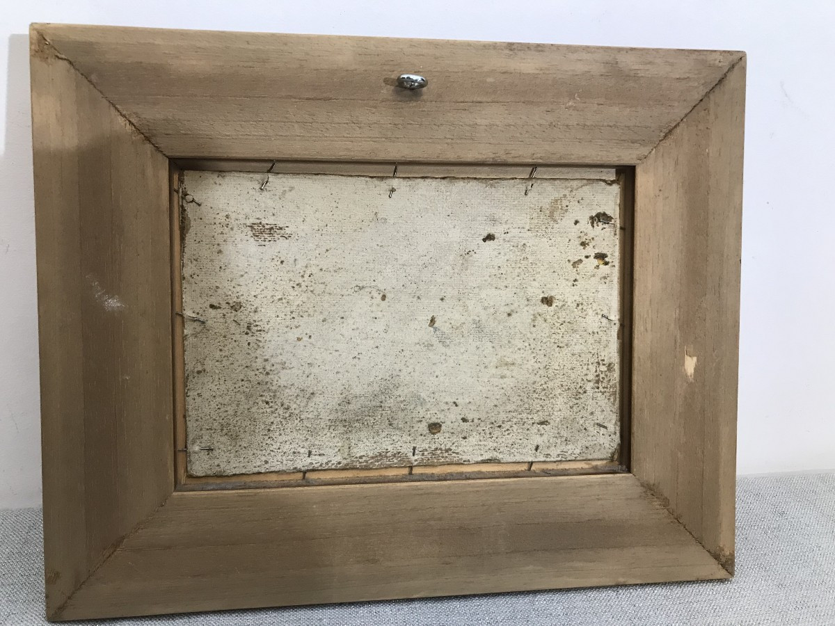 Tableau huile sur Isorel vue d'un port-photo-3