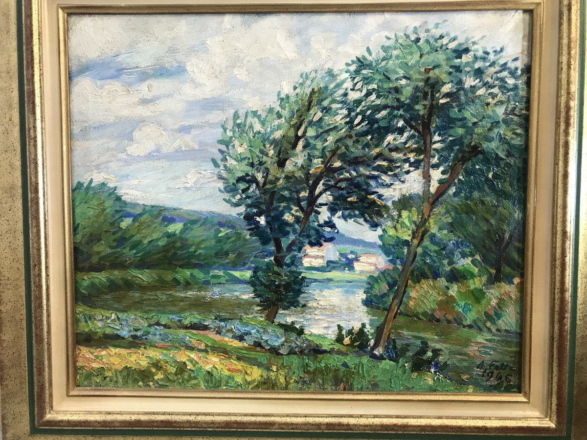 Oil Painting On Canvas, Landscape By Albert Falte, 1946-photo-2