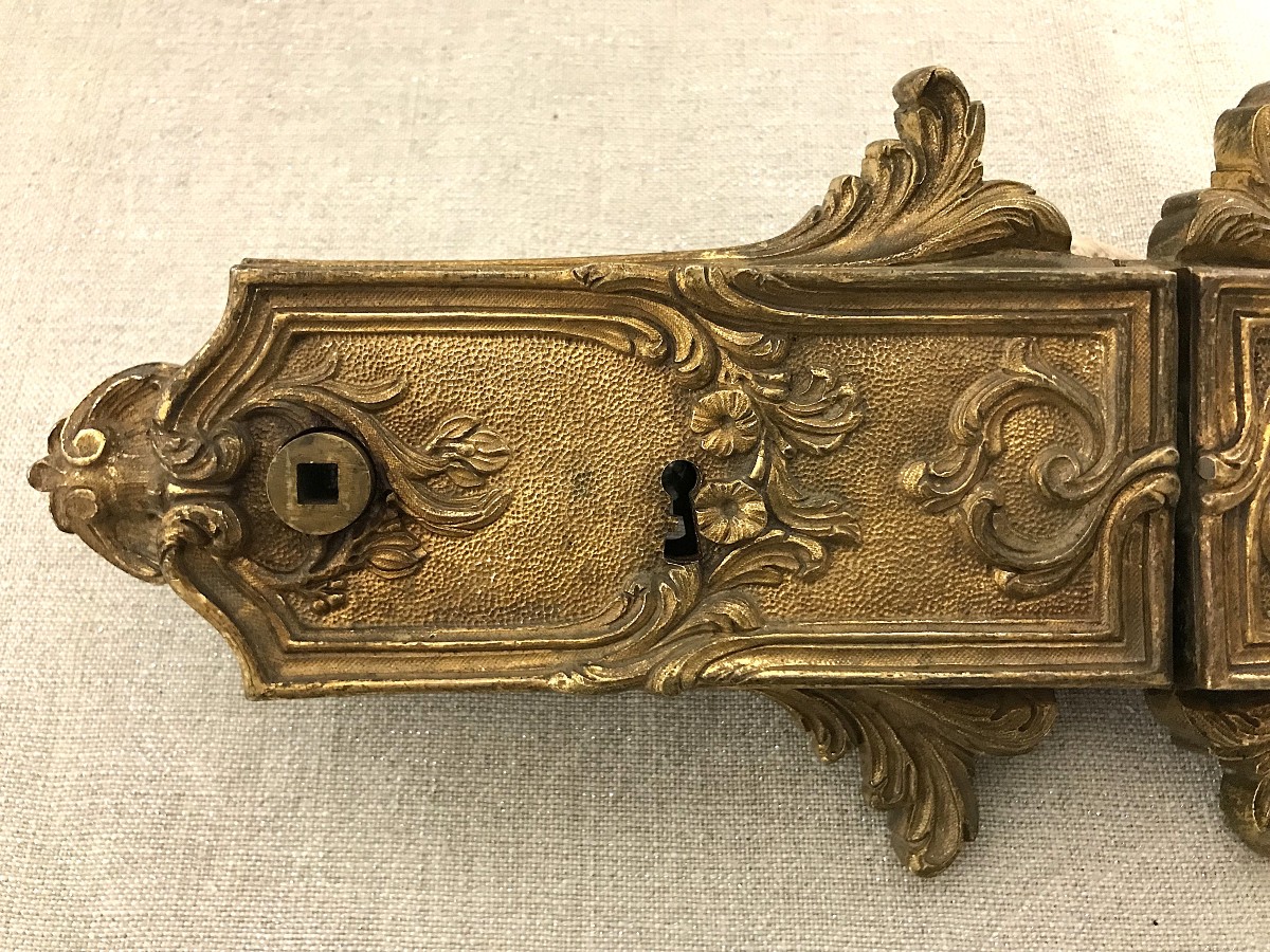 Serrure de style Louis XV bronze doré-photo-2