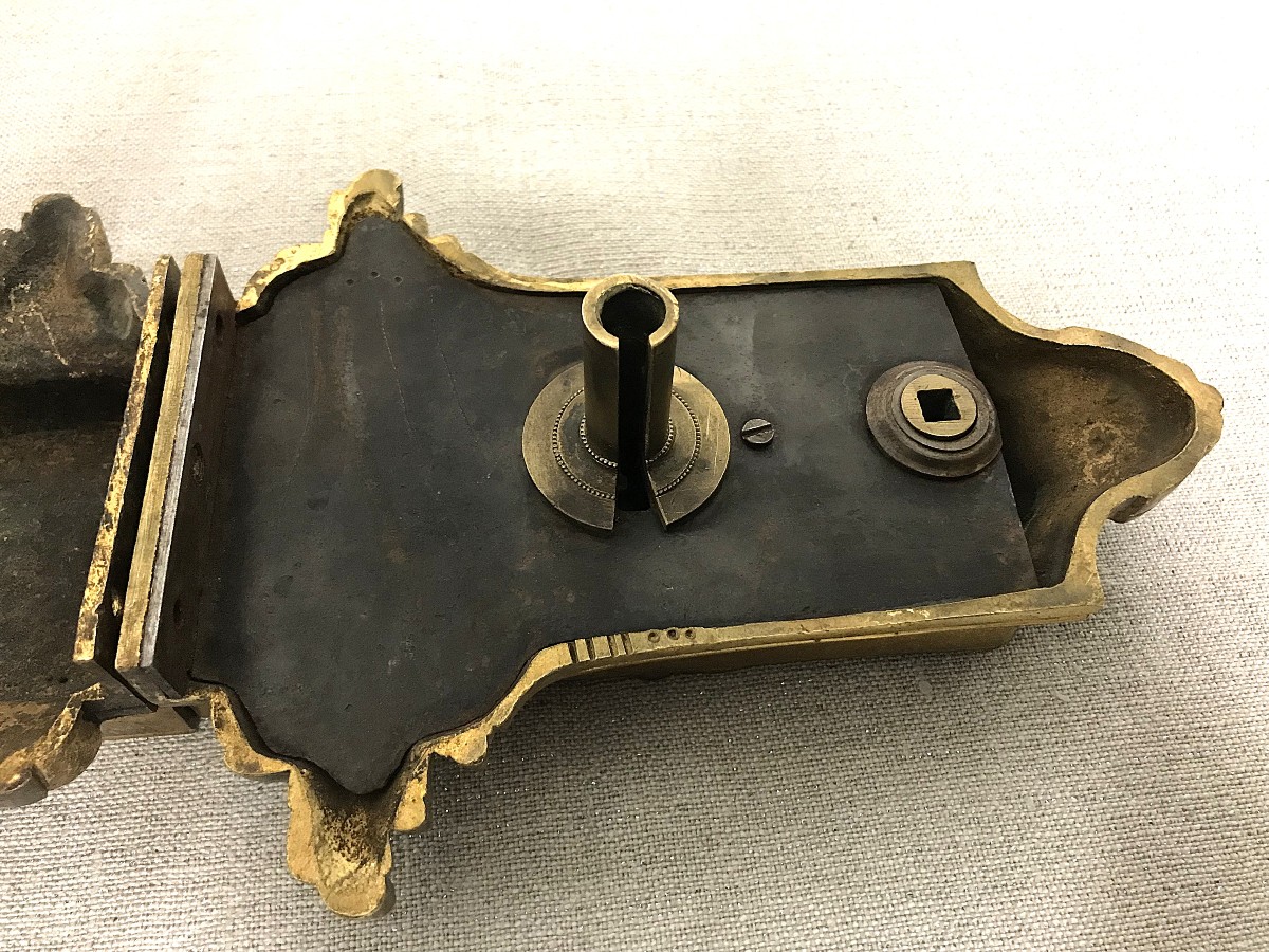 Serrure de style Louis XV bronze doré-photo-5