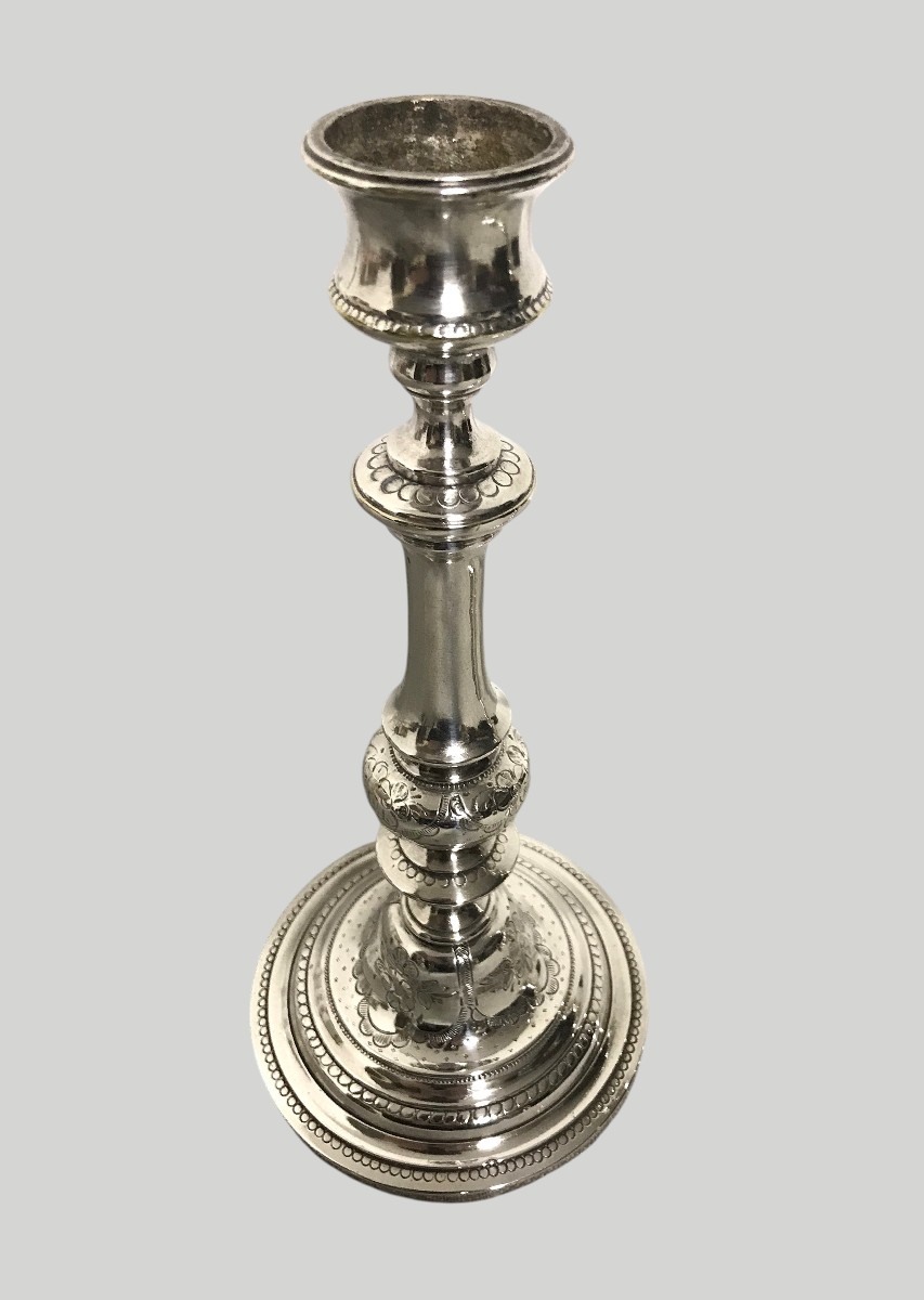 Pair Of Silver-plated Candlesticks 18th Century-photo-4