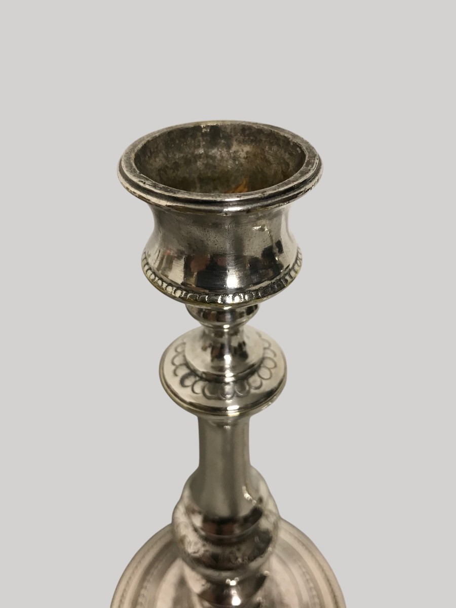 Pair Of Silver-plated Candlesticks 18th Century-photo-1