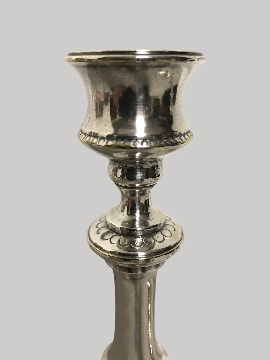 Pair Of Silver-plated Candlesticks 18th Century-photo-2