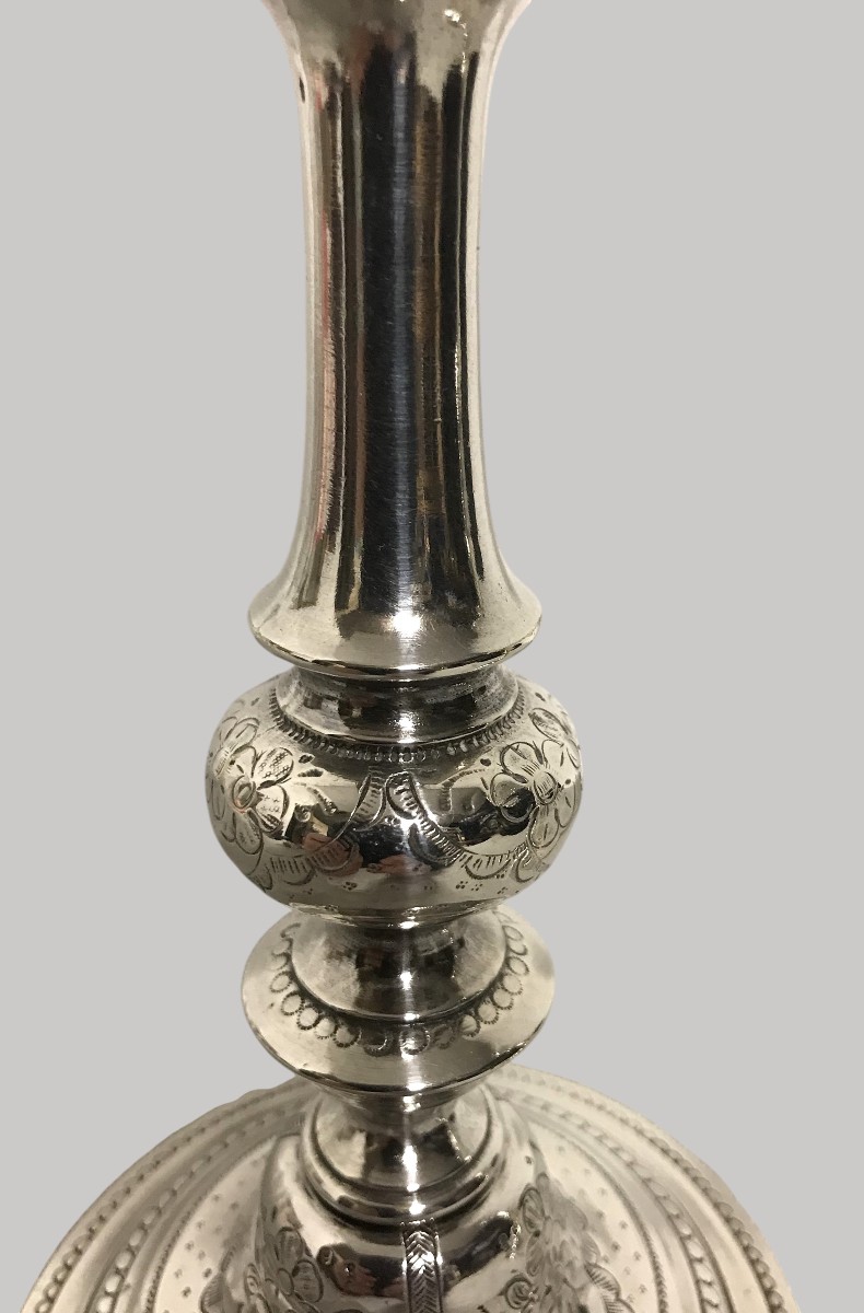 Pair Of Silver-plated Candlesticks 18th Century-photo-3