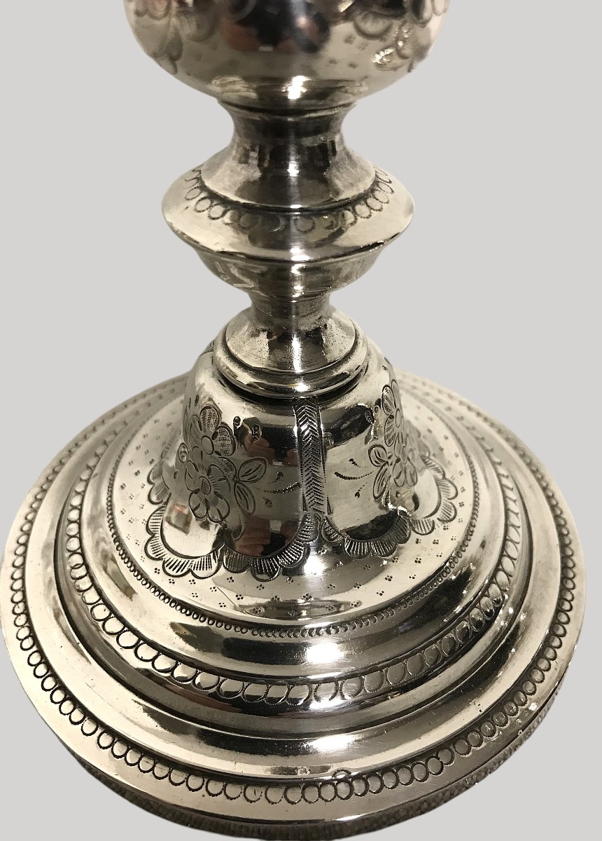 Pair Of Silver-plated Candlesticks 18th Century-photo-4