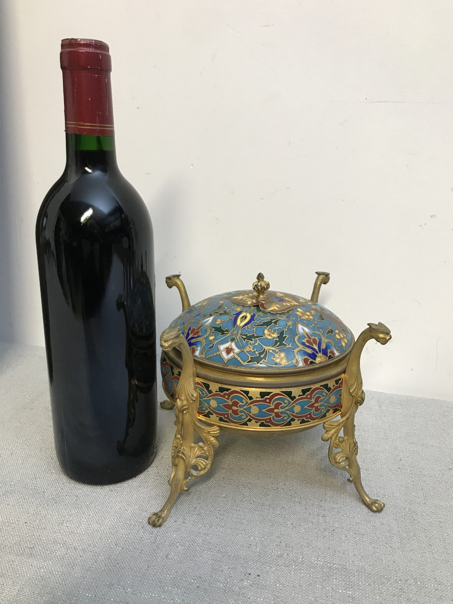 Bonbonnière émail cloisonné F. Barbedienne-photo-2
