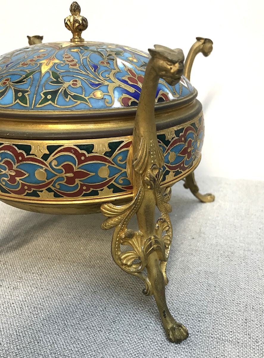 Bonbonnière émail cloisonné F. Barbedienne-photo-3