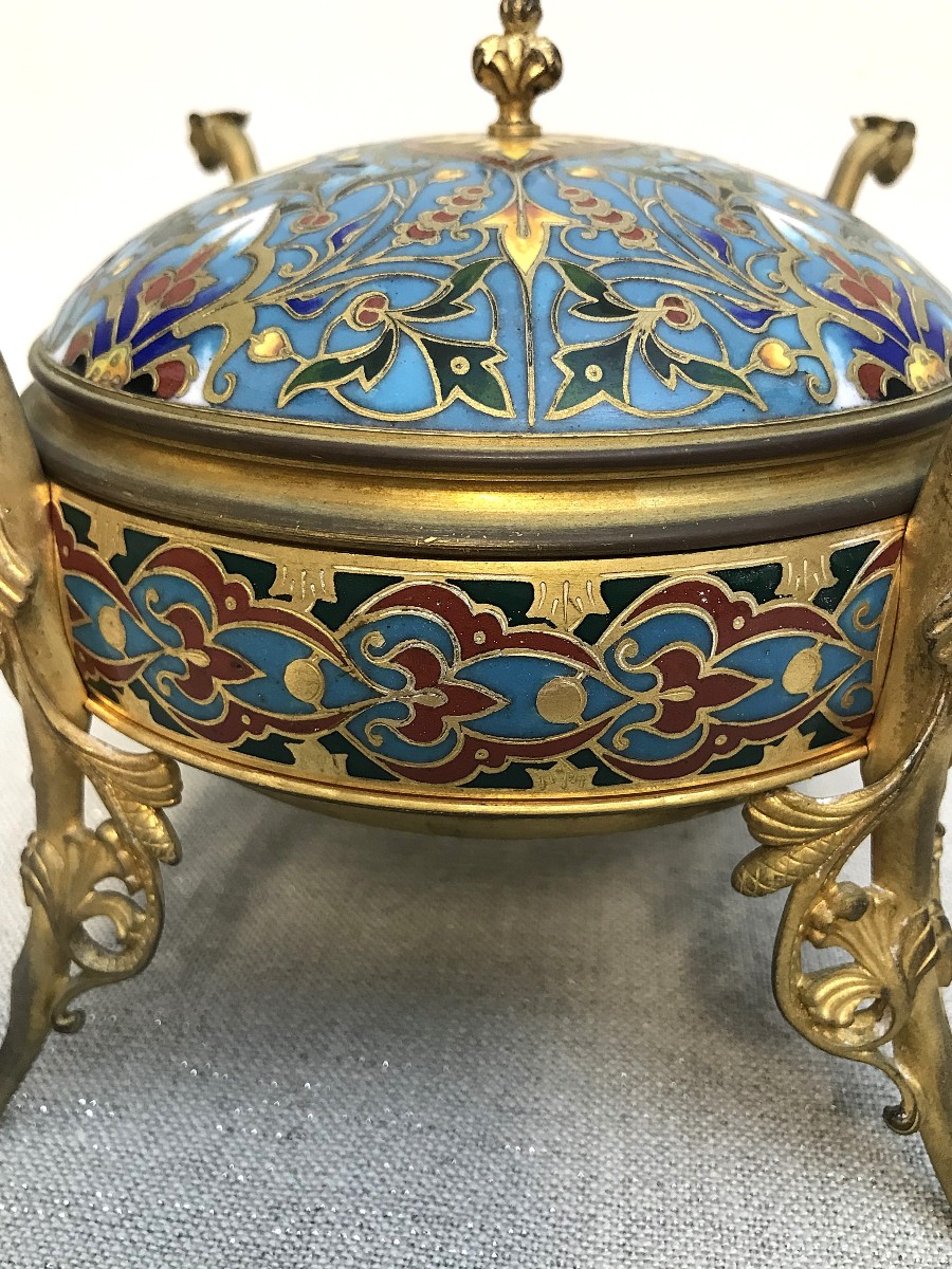Bonbonnière émail cloisonné F. Barbedienne-photo-4
