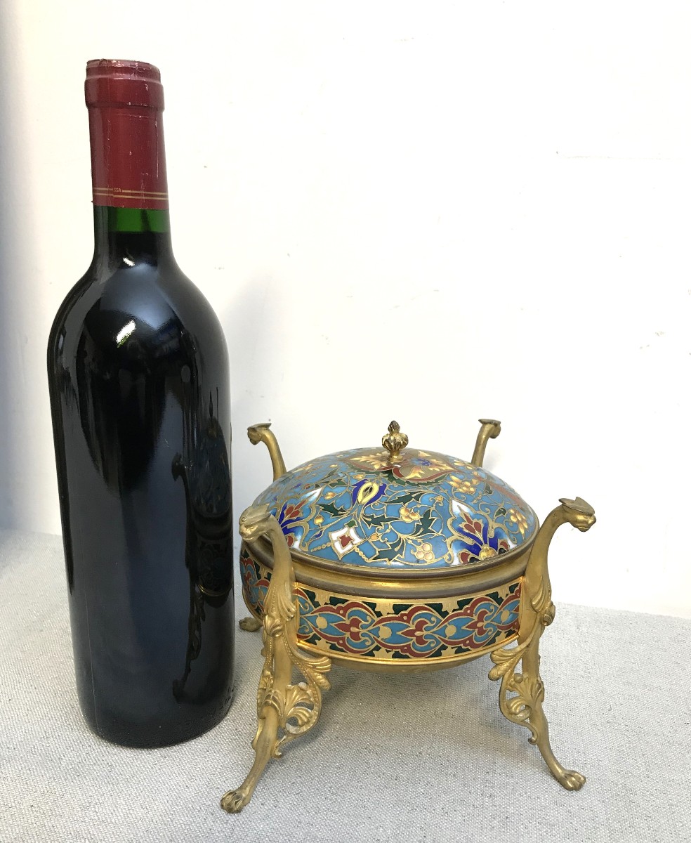 Bonbonnière émail cloisonné F. Barbedienne-photo-2