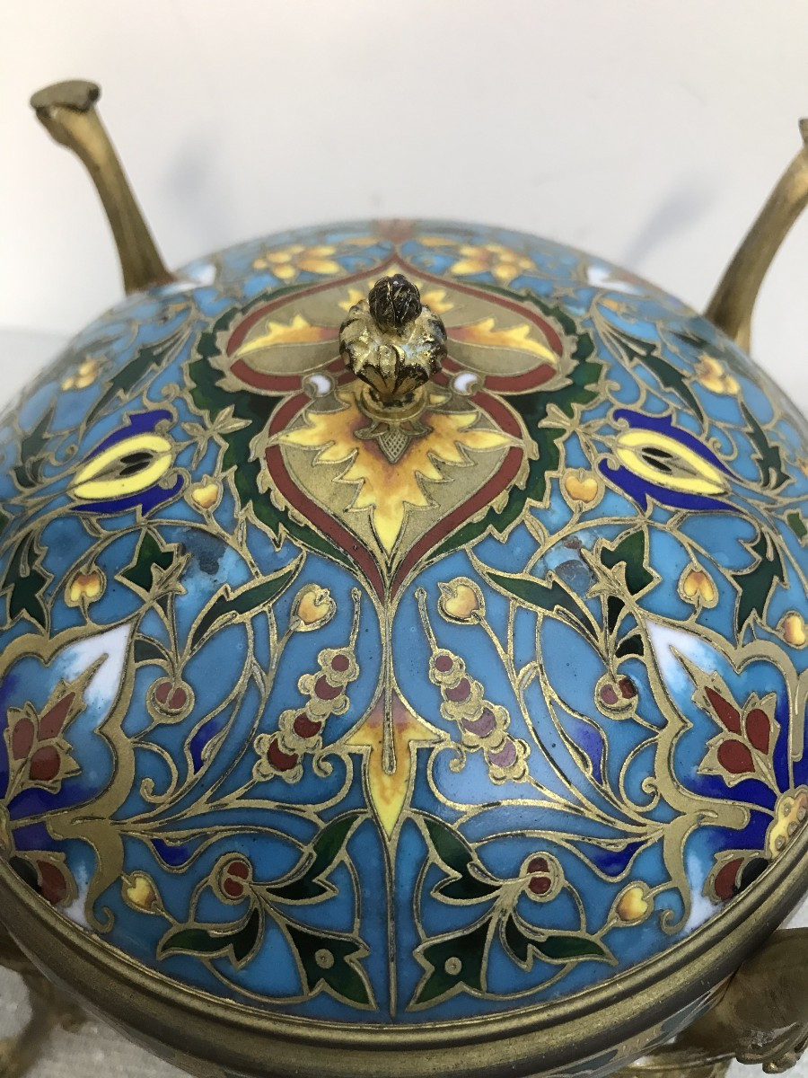 Bonbonnière émail cloisonné F. Barbedienne-photo-1
