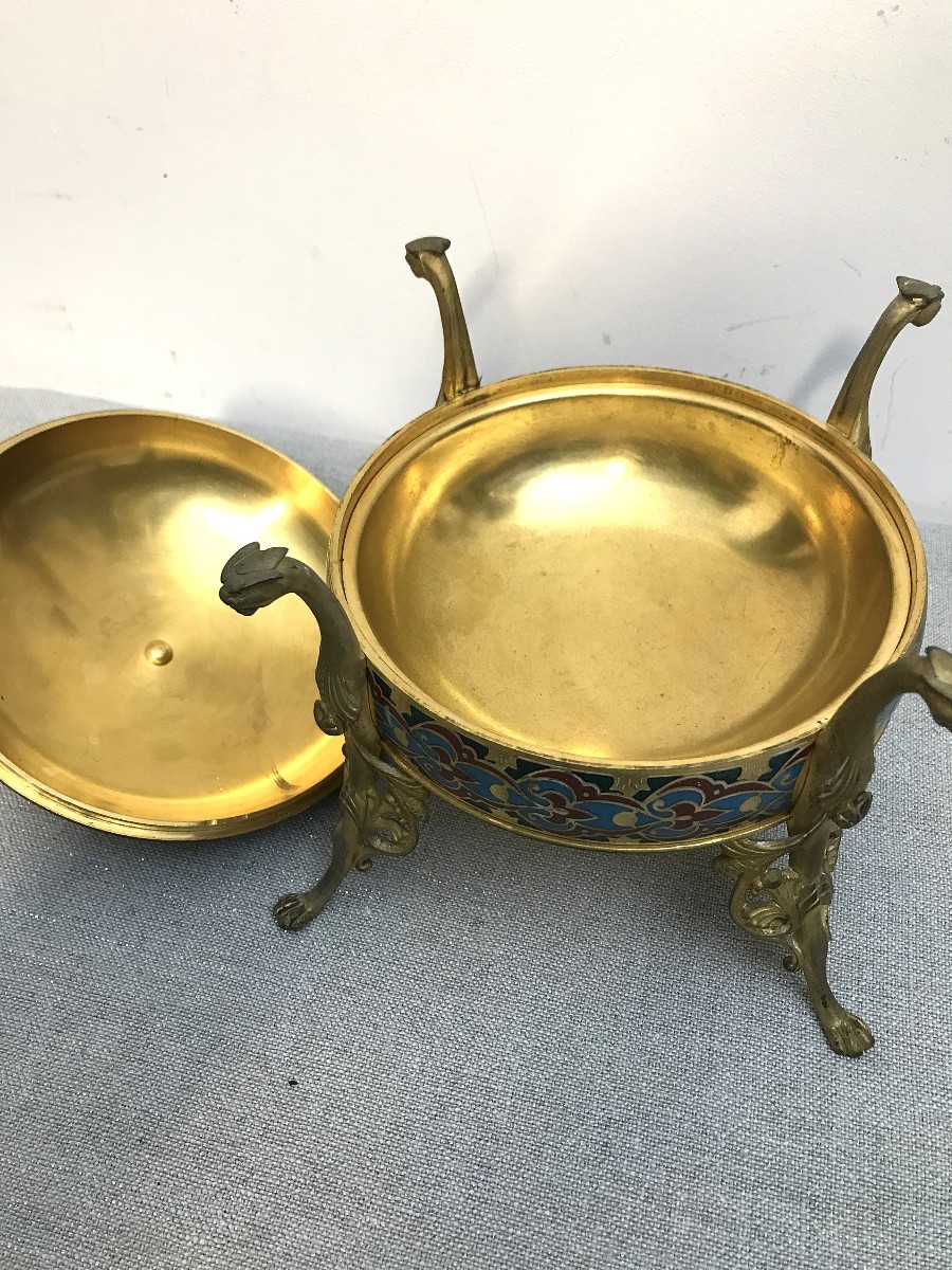 Bonbonnière émail cloisonné F. Barbedienne-photo-2