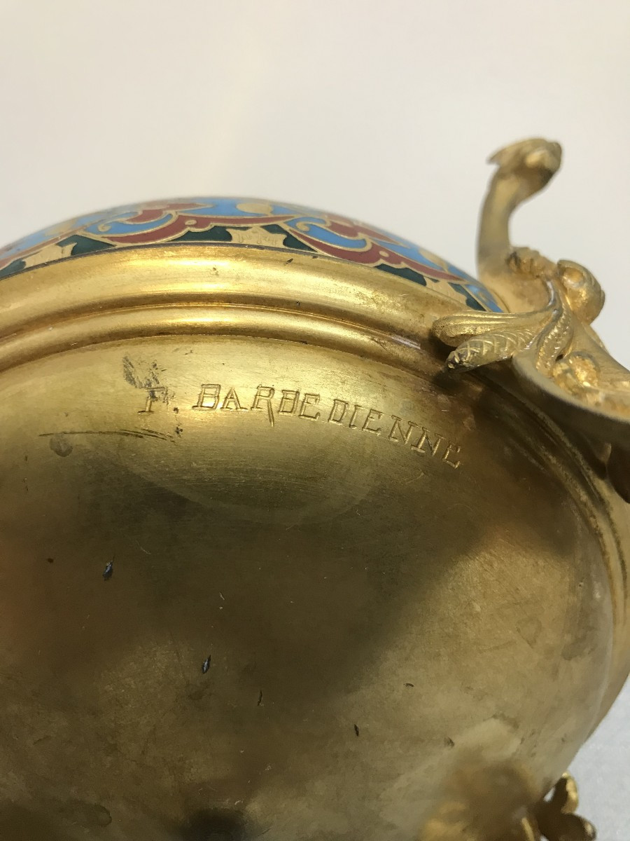 Bonbonnière émail cloisonné F. Barbedienne-photo-3