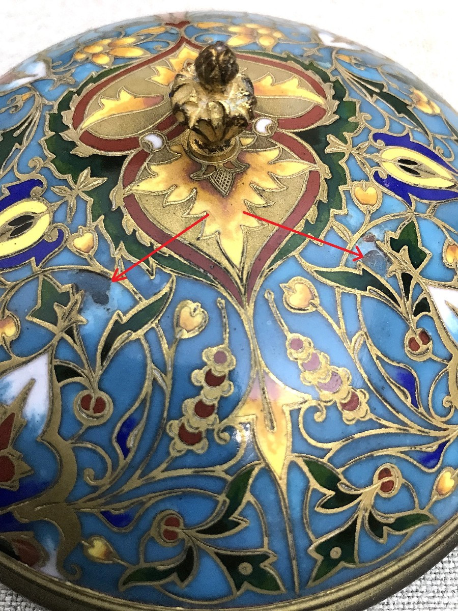 Bonbonnière émail cloisonné F. Barbedienne-photo-6