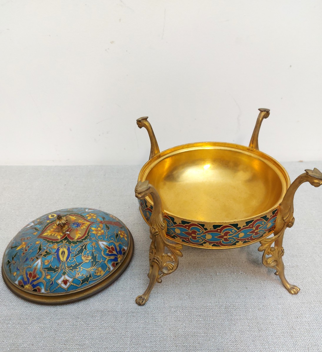 Bonbonnière émail cloisonné F. Barbedienne-photo-2