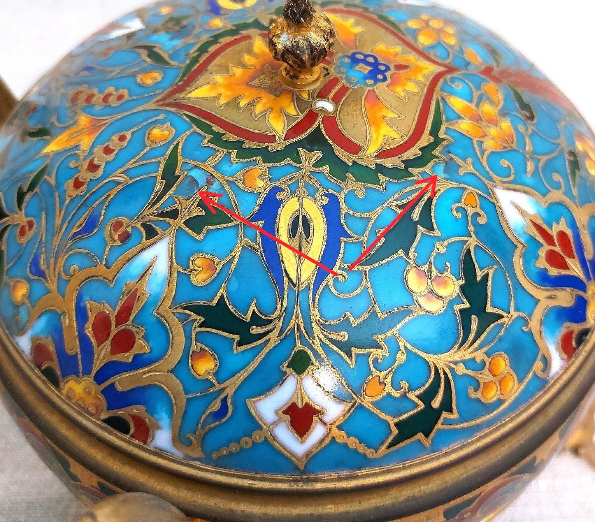 Bonbonnière émail cloisonné F. Barbedienne-photo-5