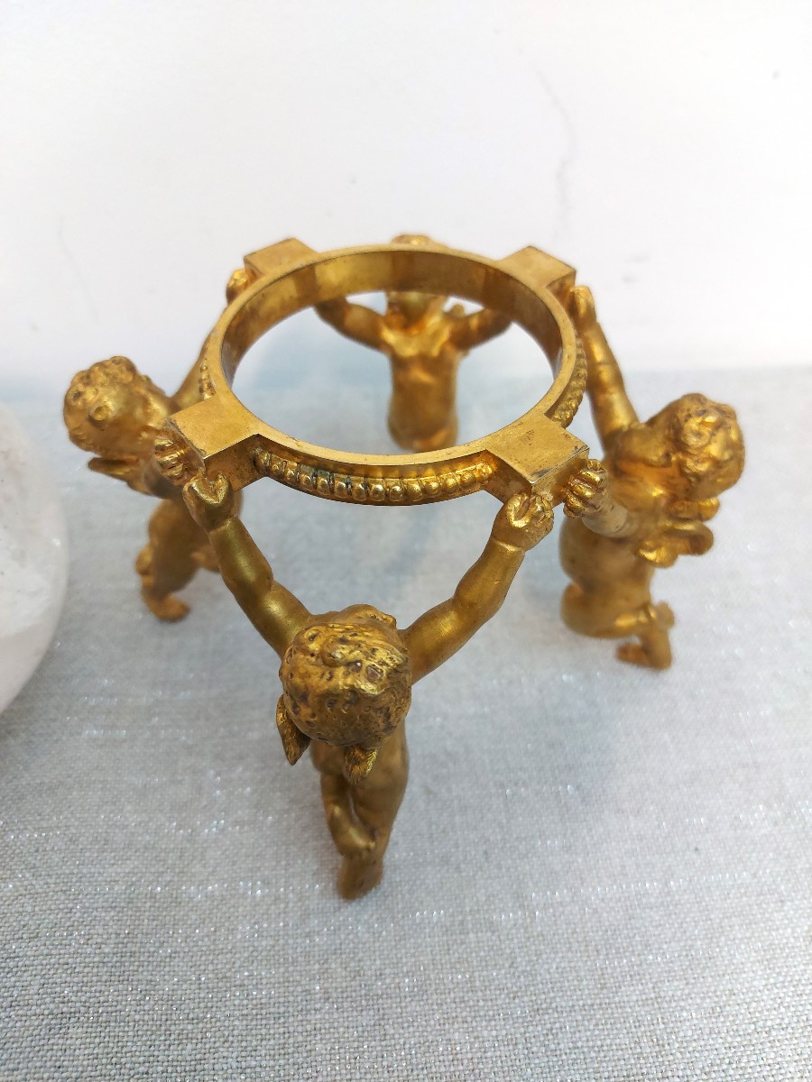 Baccarat, Gilded Bronze Cherubs And Rock Crystal Ball-photo-1