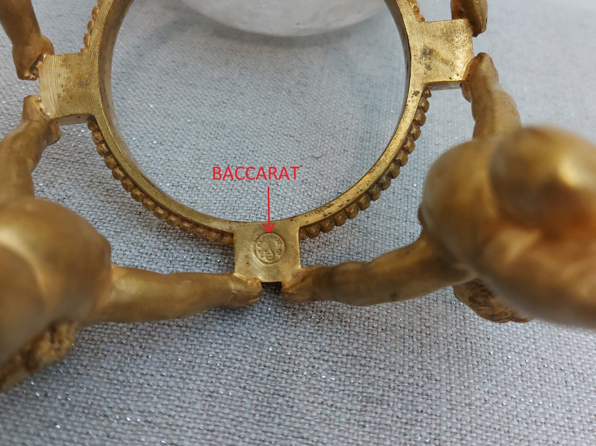 Baccarat, Gilded Bronze Cherubs And Rock Crystal Ball-photo-3