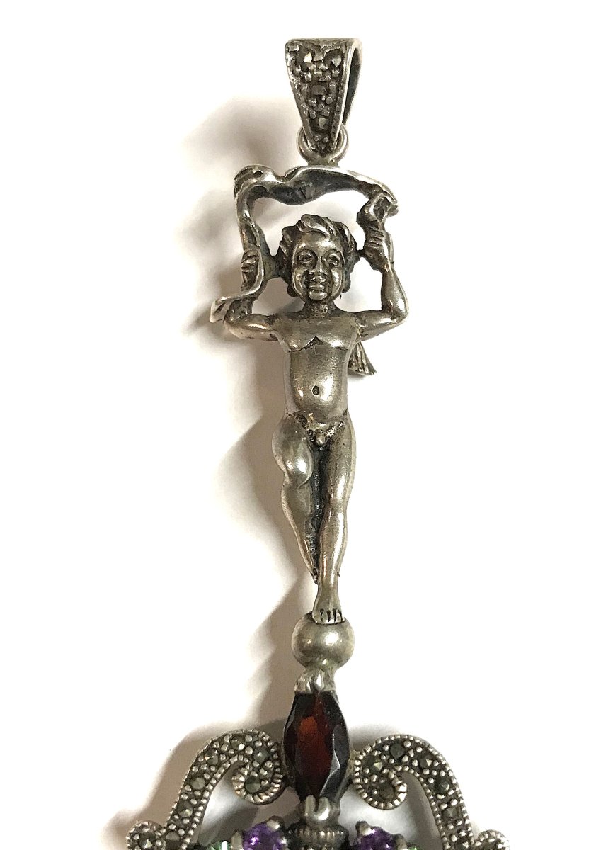 Pendentif loupe argent massif et pierres-photo-3