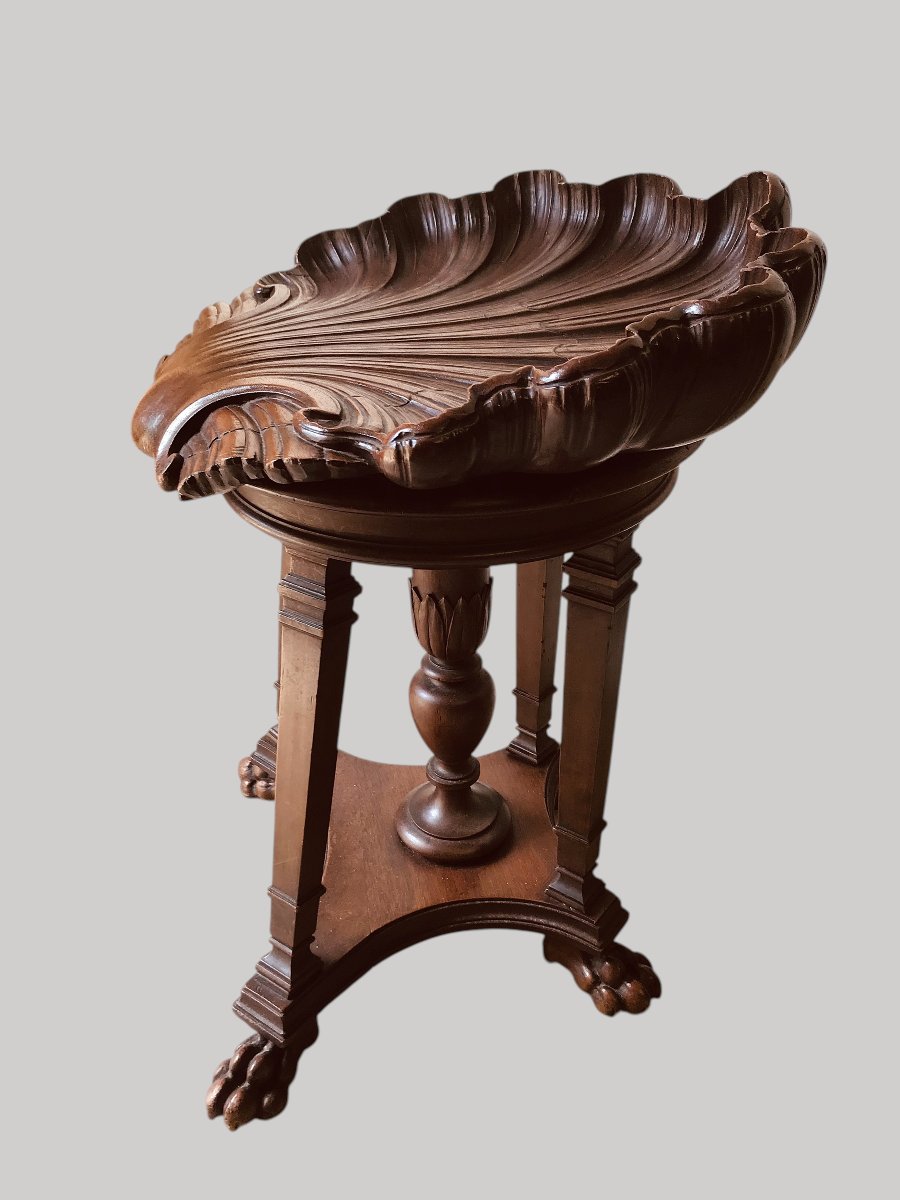 Tabouret de harpiste en noyer-photo-2