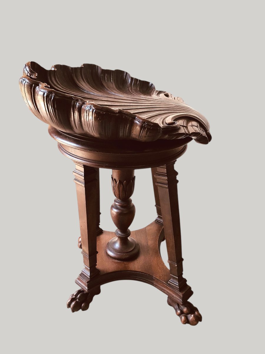 Tabouret de harpiste en noyer-photo-4