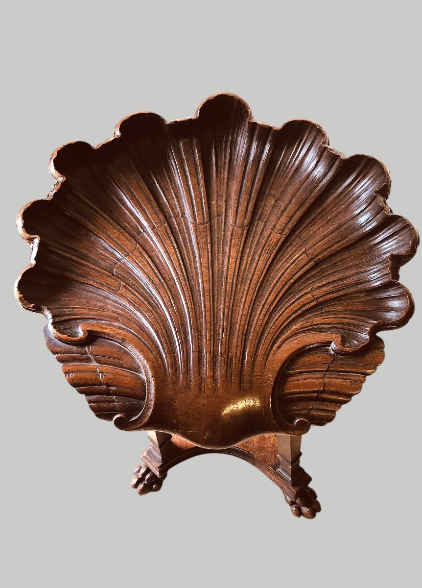 Tabouret de harpiste en noyer-photo-2