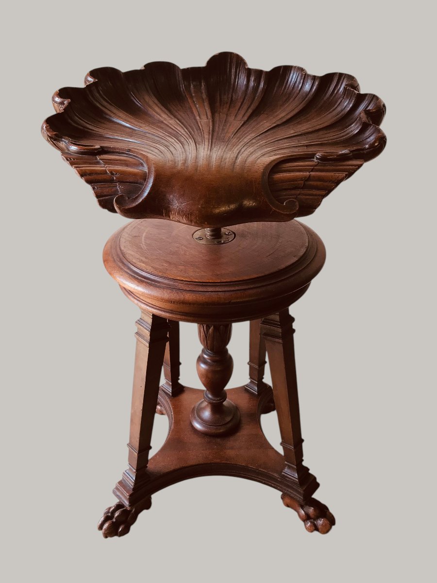 Tabouret de harpiste en noyer-photo-4