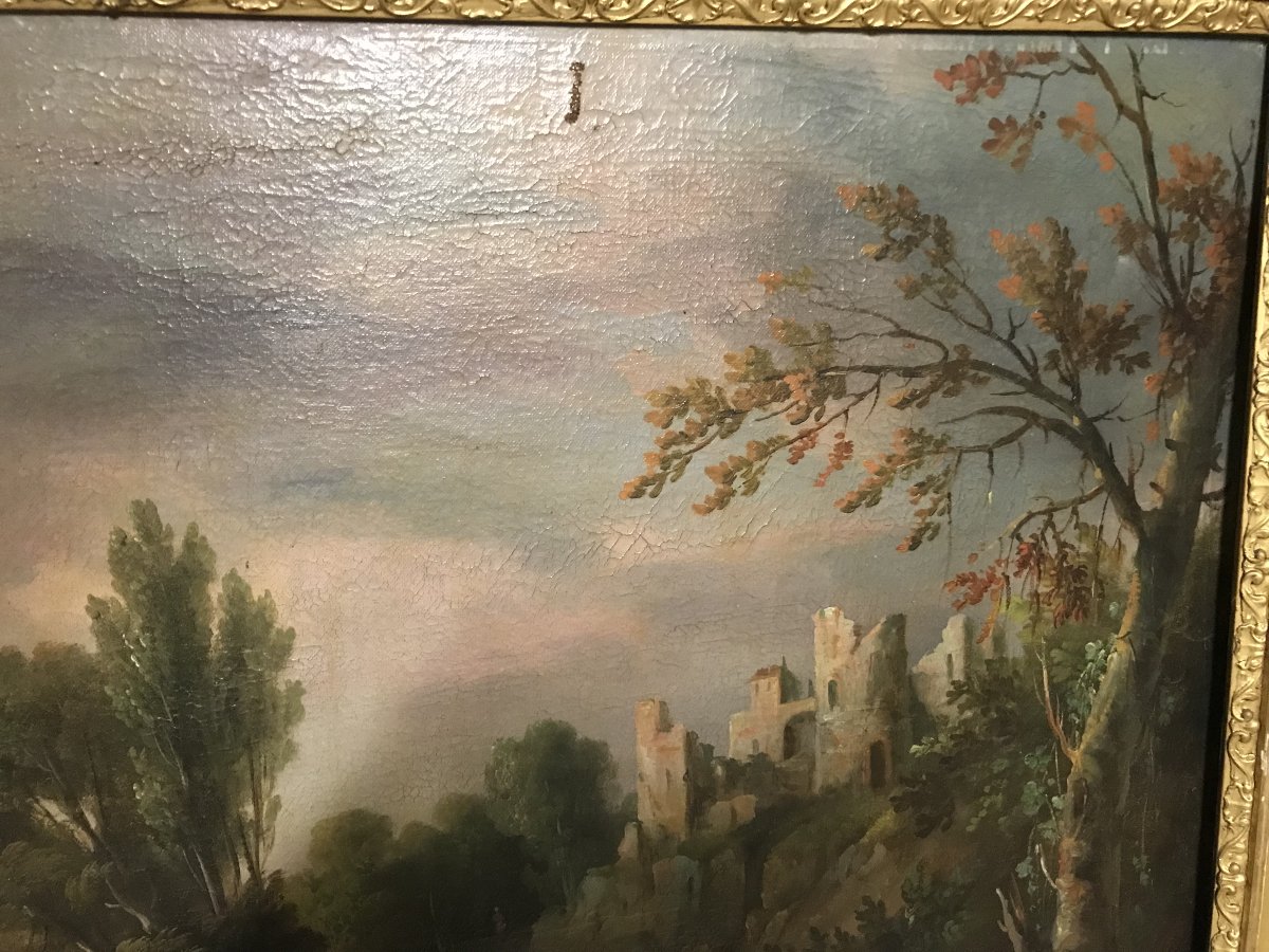 Lake Landscape Painting, 19th Century-photo-1