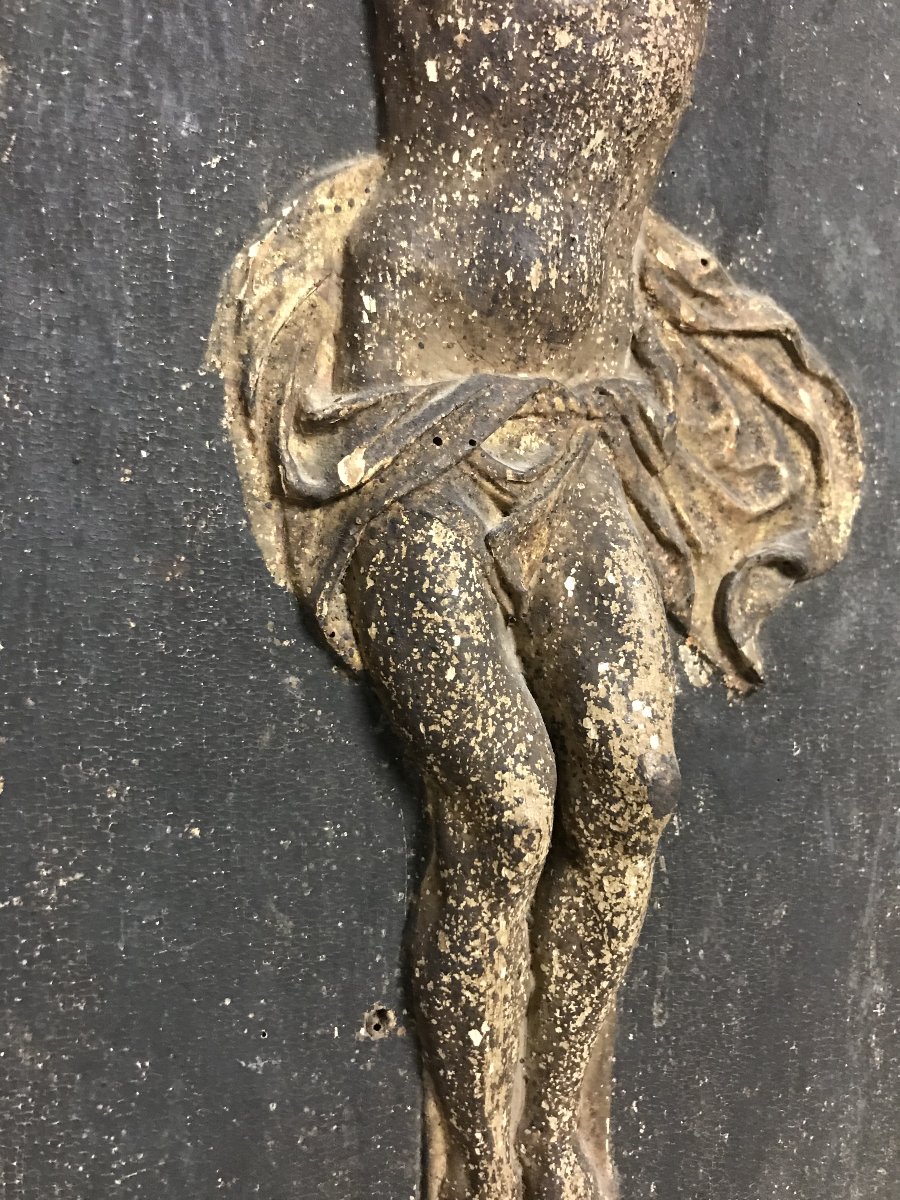 Carved Wooden Crucifix Of Christ, 18th Century Or Earlier-photo-1