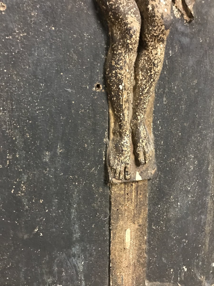 Carved Wooden Crucifix Of Christ, 18th Century Or Earlier-photo-2