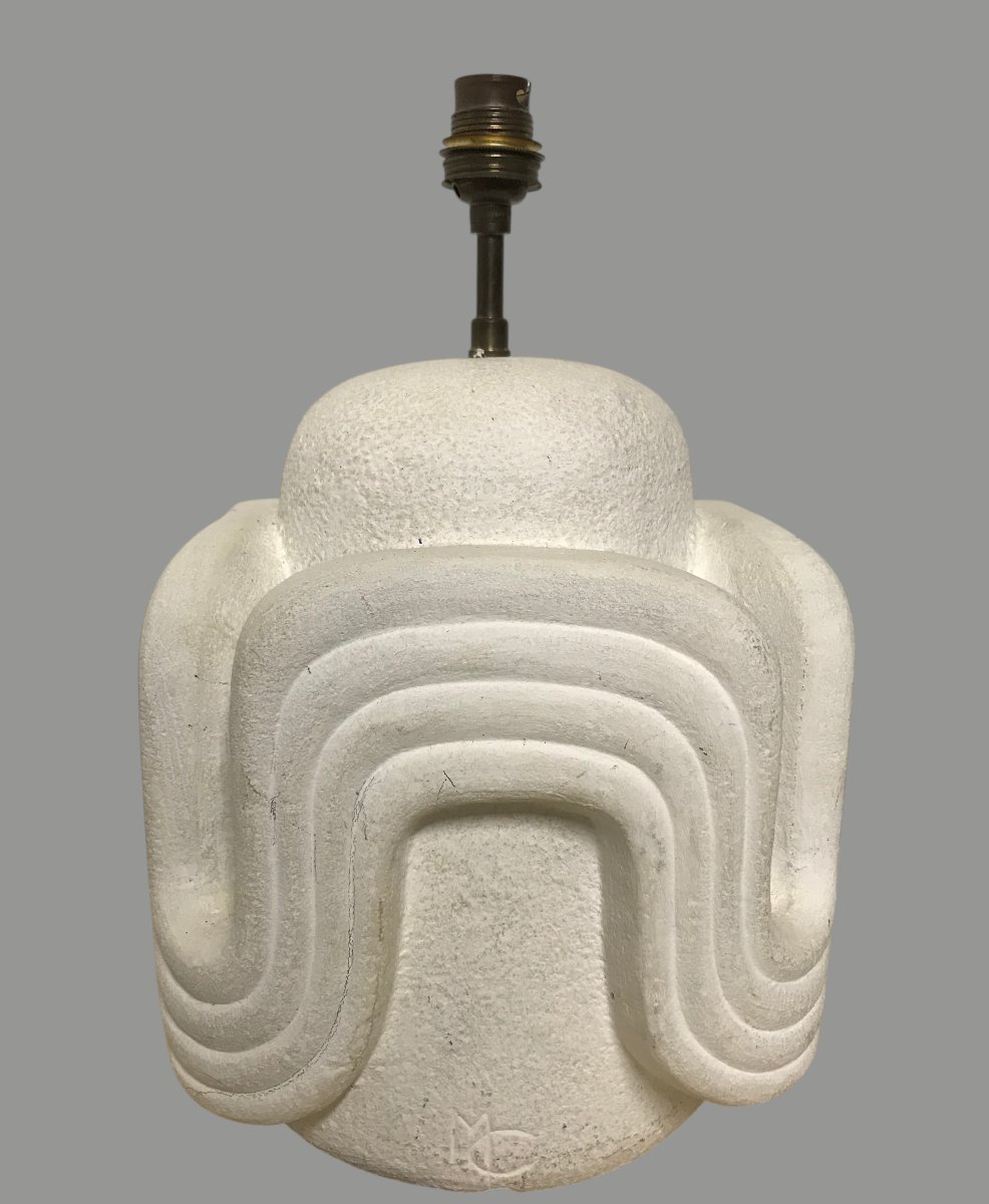 20th-century Carved Stone Lamp Base-photo-1