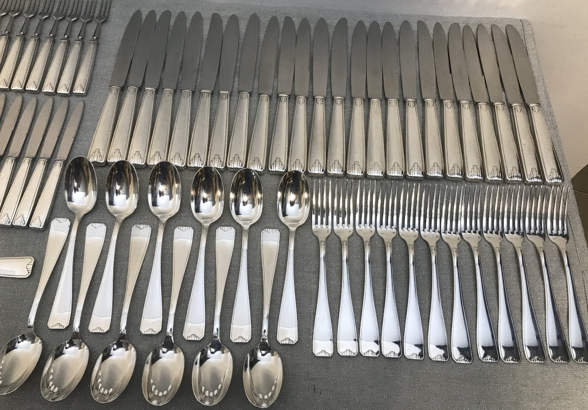 Art Deco Silver-white Metal Cutlery Set-photo-2