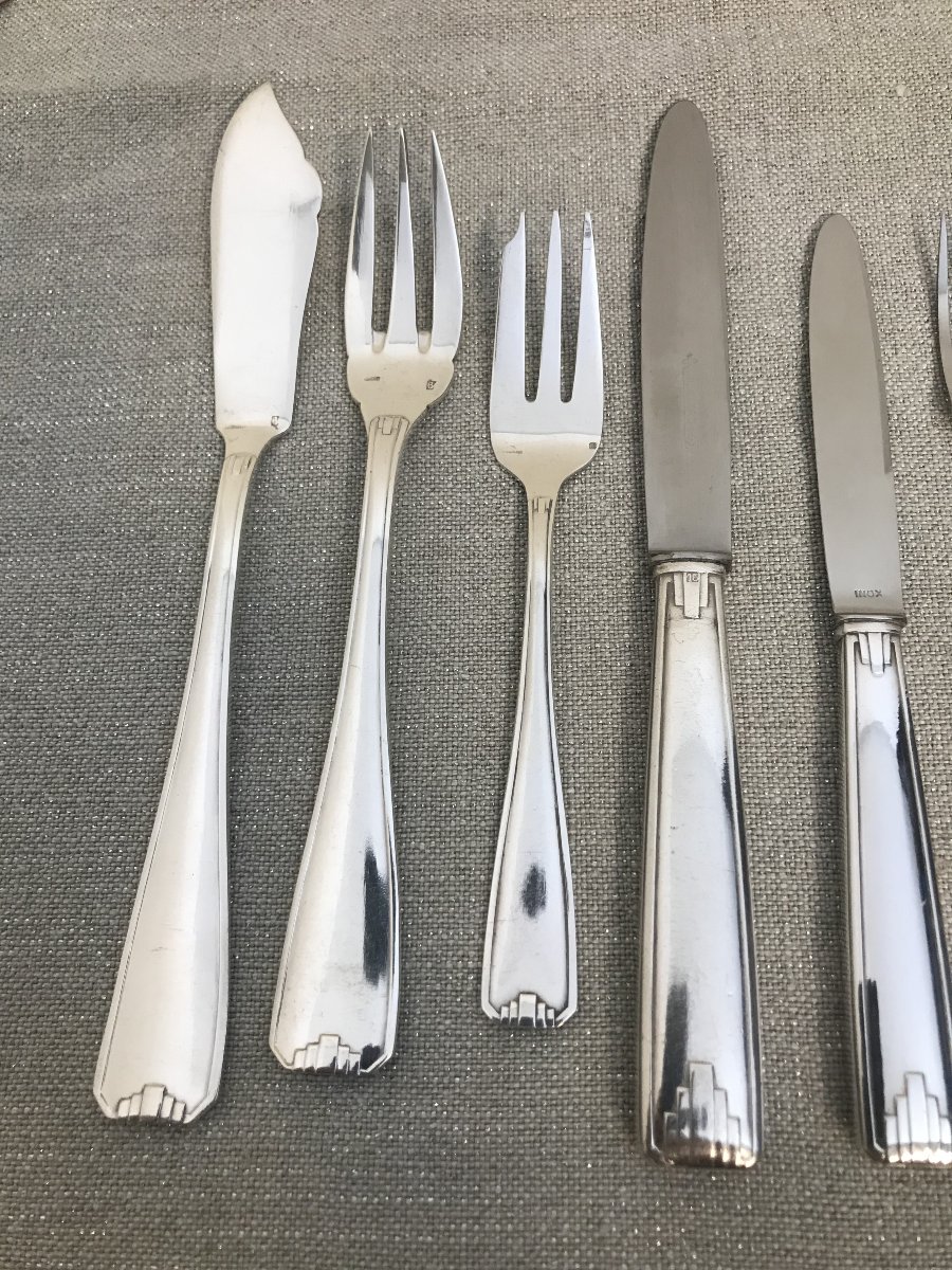 Art Deco Silver-white Metal Cutlery Set-photo-4