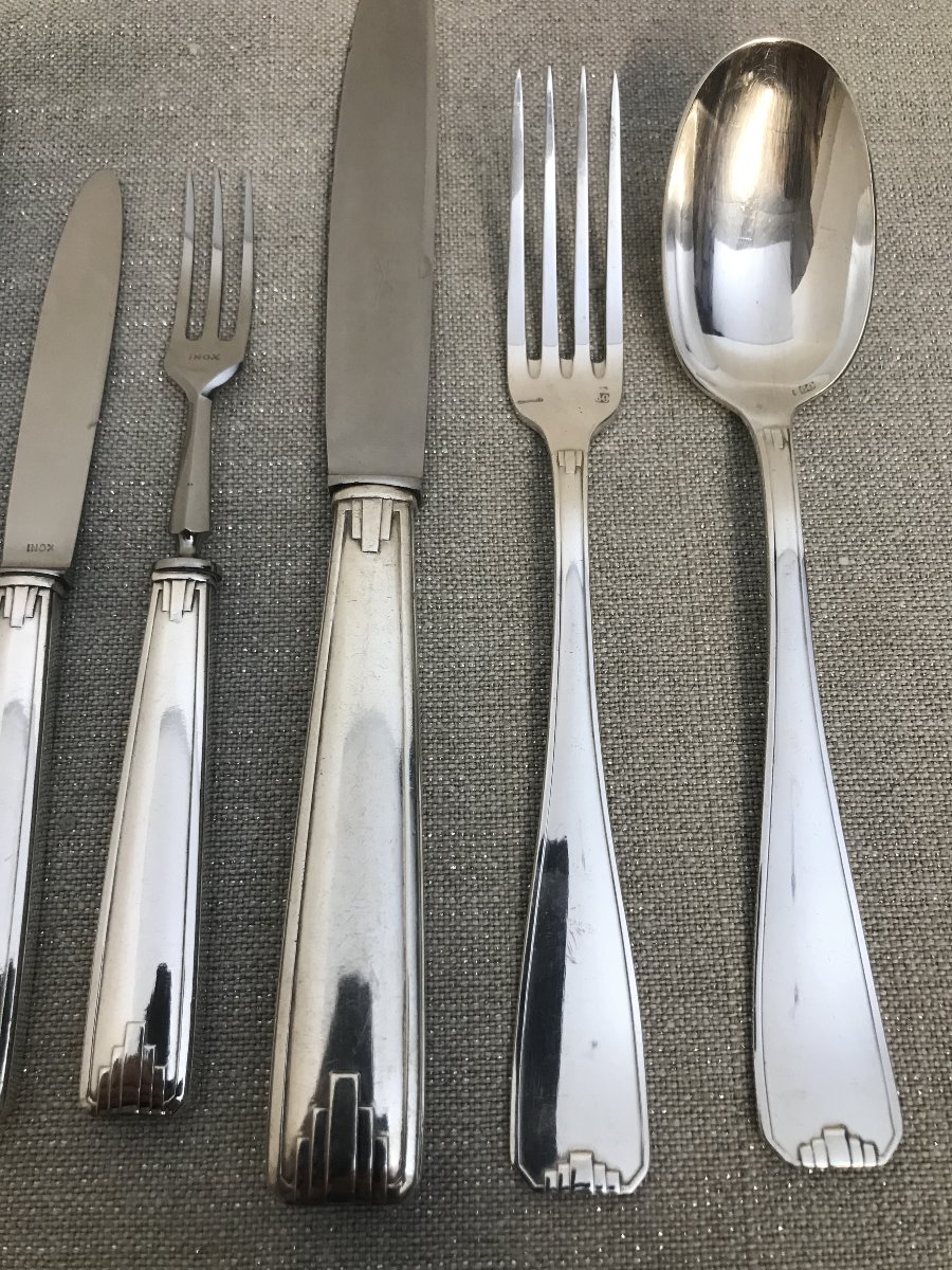 Art Deco Silver-white Metal Cutlery Set-photo-5