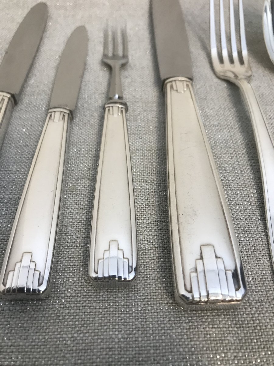 Art Deco Silver-white Metal Cutlery Set-photo-7