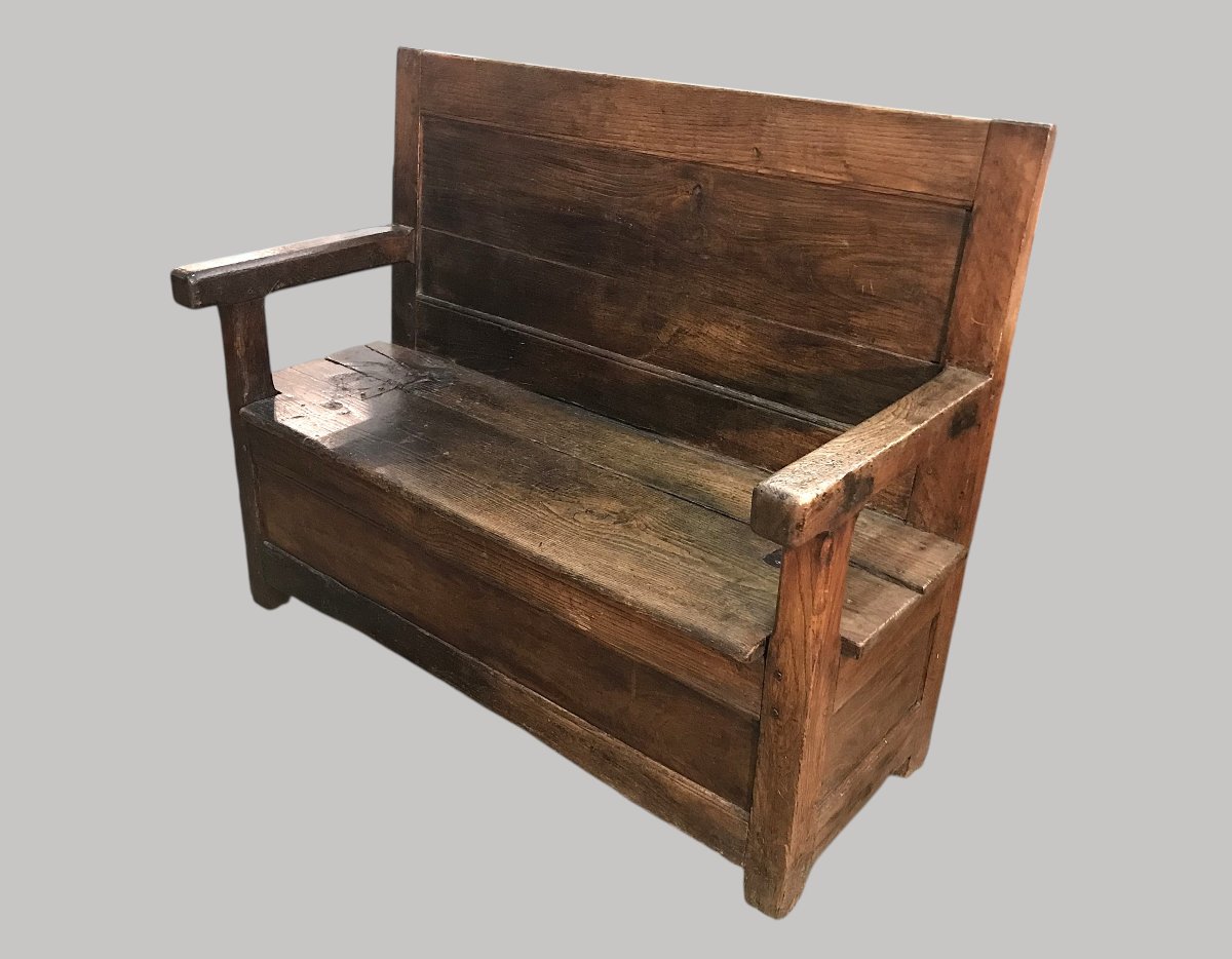 Banc coffre de cheminée auvergne 18ème-photo-2