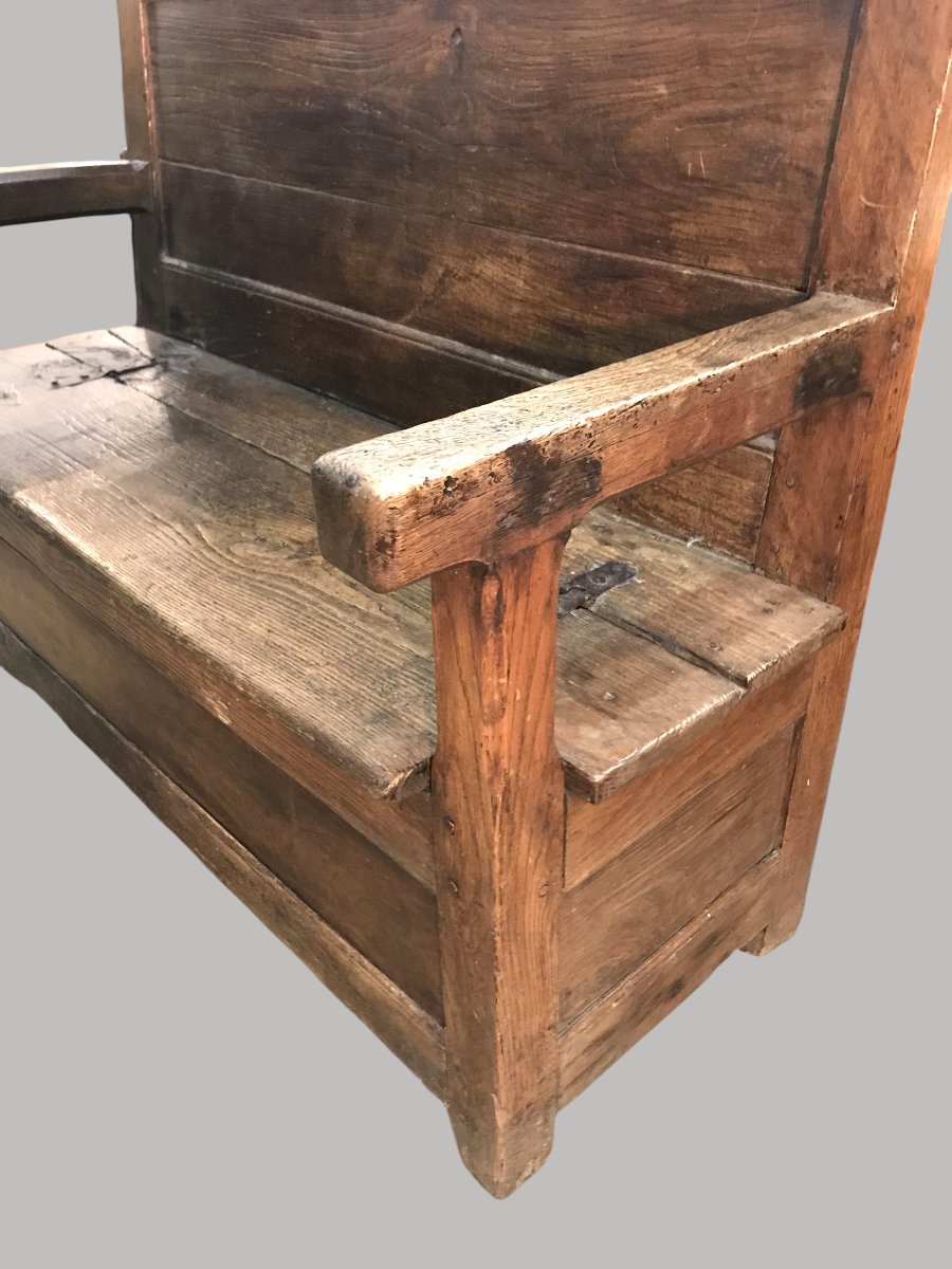 Banc coffre de cheminée auvergne 18ème-photo-3