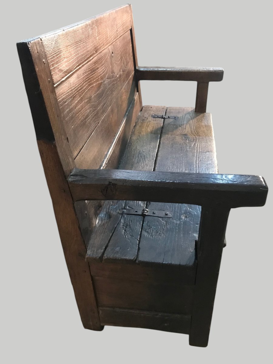Banc coffre de cheminée auvergne 18ème-photo-3