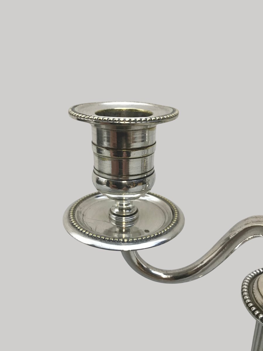 Pair Of Louis XVI-style Candelabra In Silver-plated Metal-photo-3