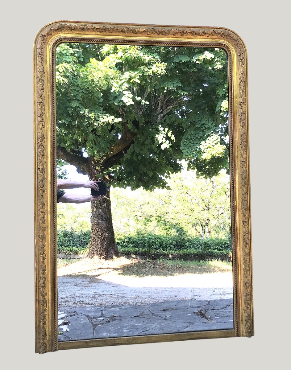 Grand miroir au mercure de cheminée Louis Philippe