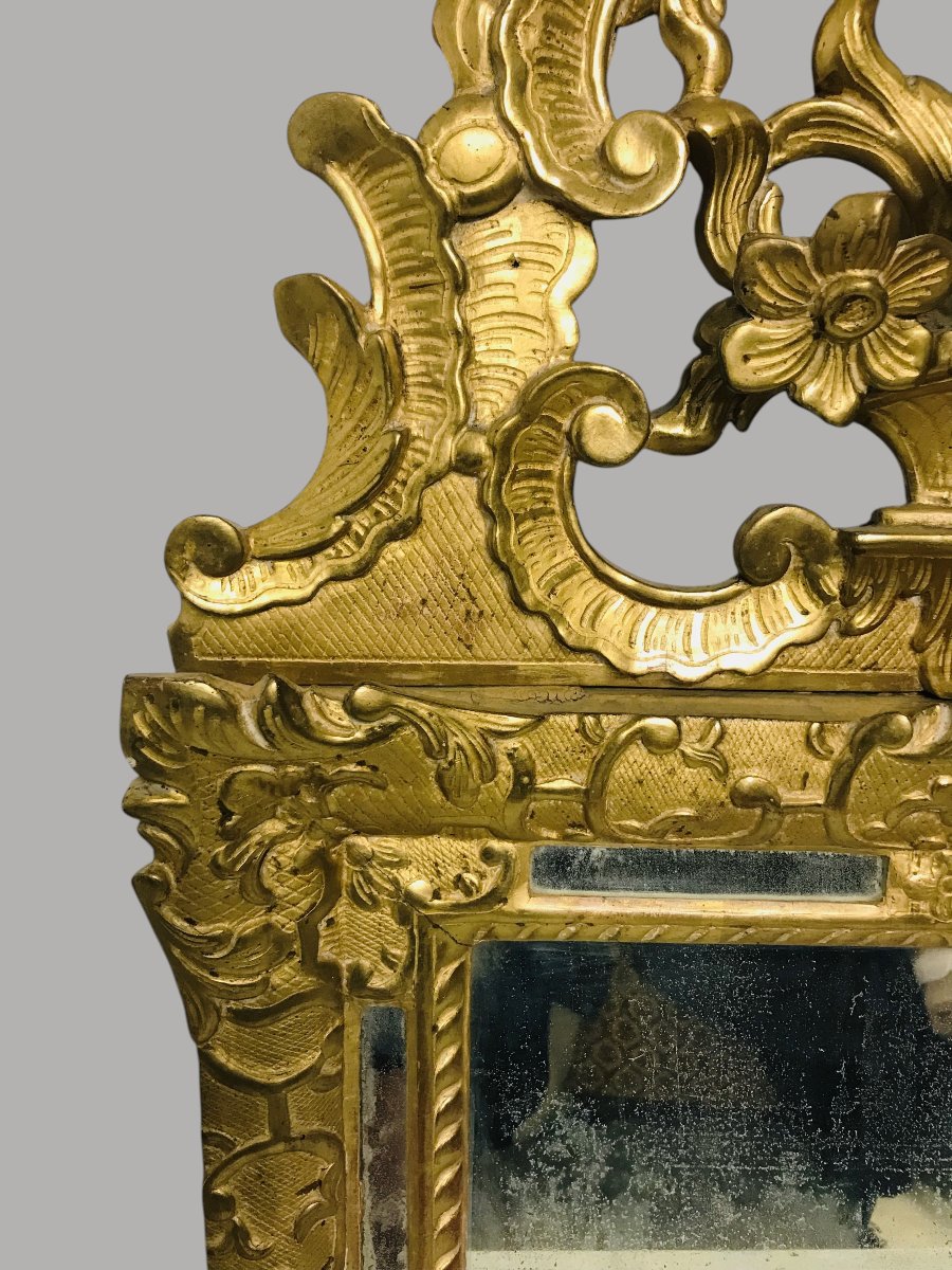 Antique Louis XIV-style Mirror In Gilded Wood-photo-4