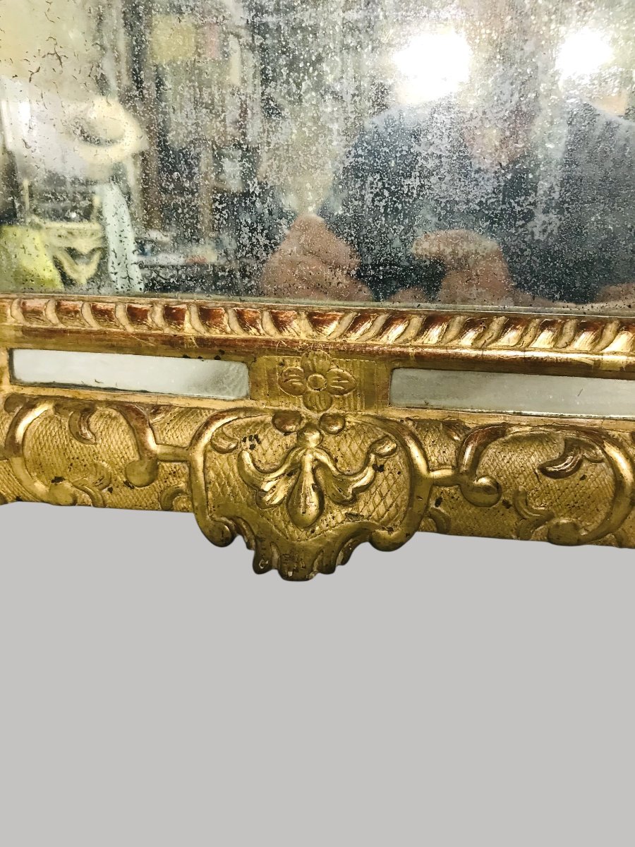 Antique Louis XIV-style Mirror In Gilded Wood-photo-3