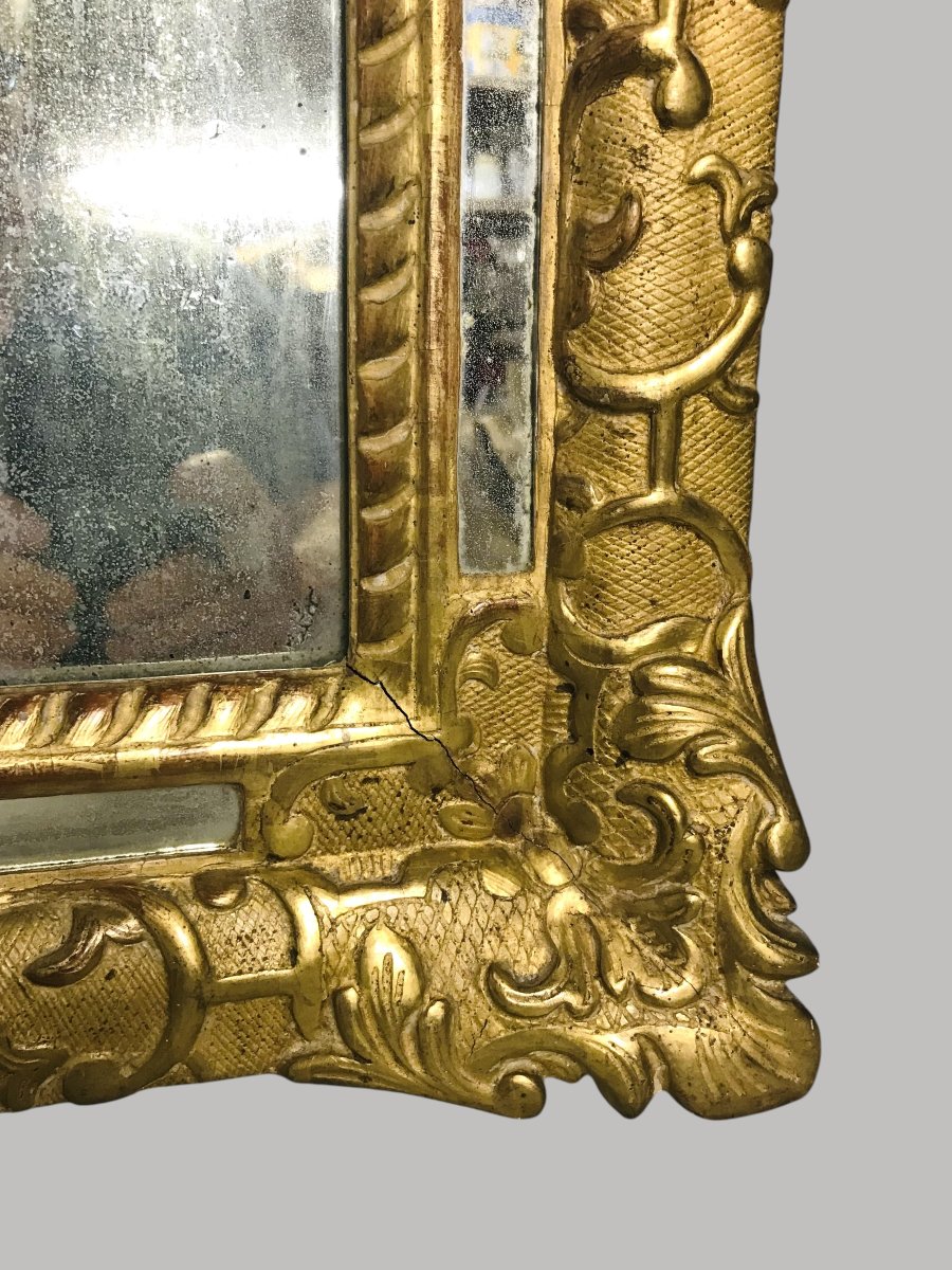 Antique Louis XIV-style Mirror In Gilded Wood-photo-4