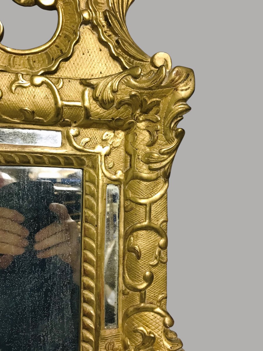 Antique Louis XIV-style Mirror In Gilded Wood-photo-5