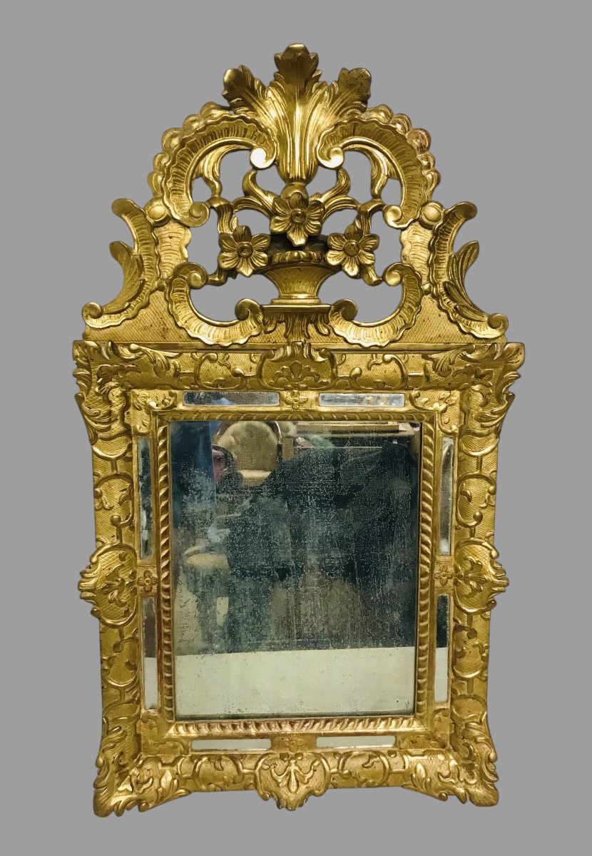 Antique Louis XIV-style Mirror In Gilded Wood